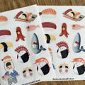 Planche de stickers - sushis (fond blanc)