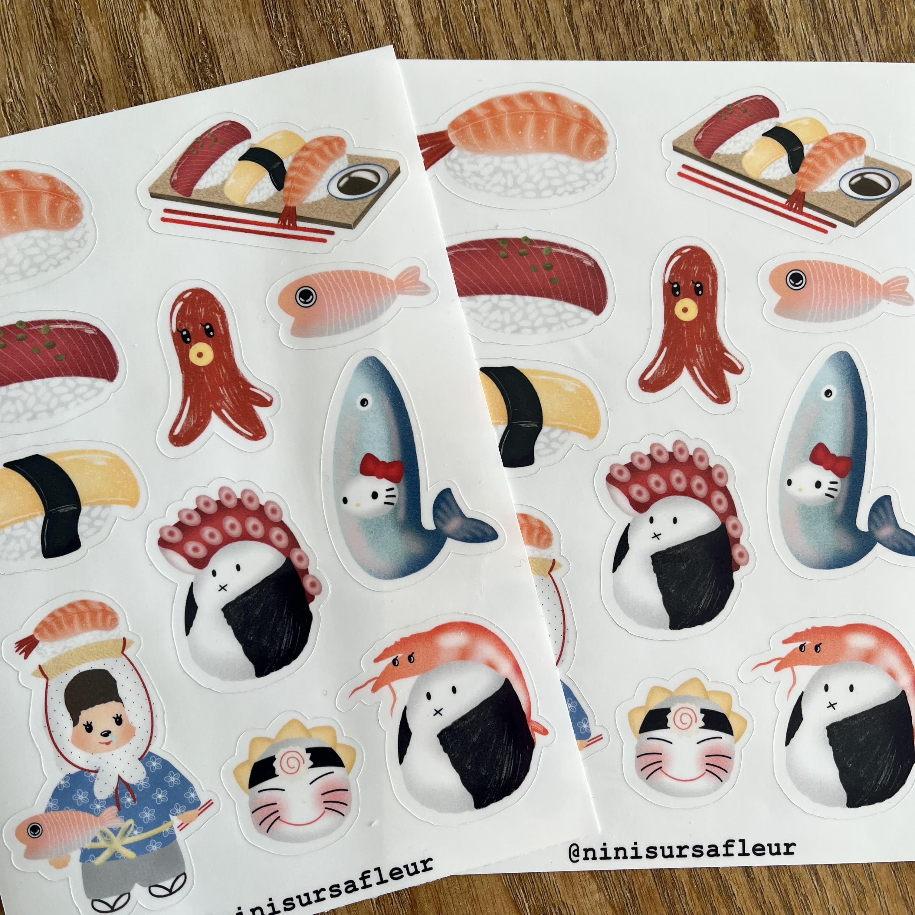 Planche de stickers - sushis (fond blanc)