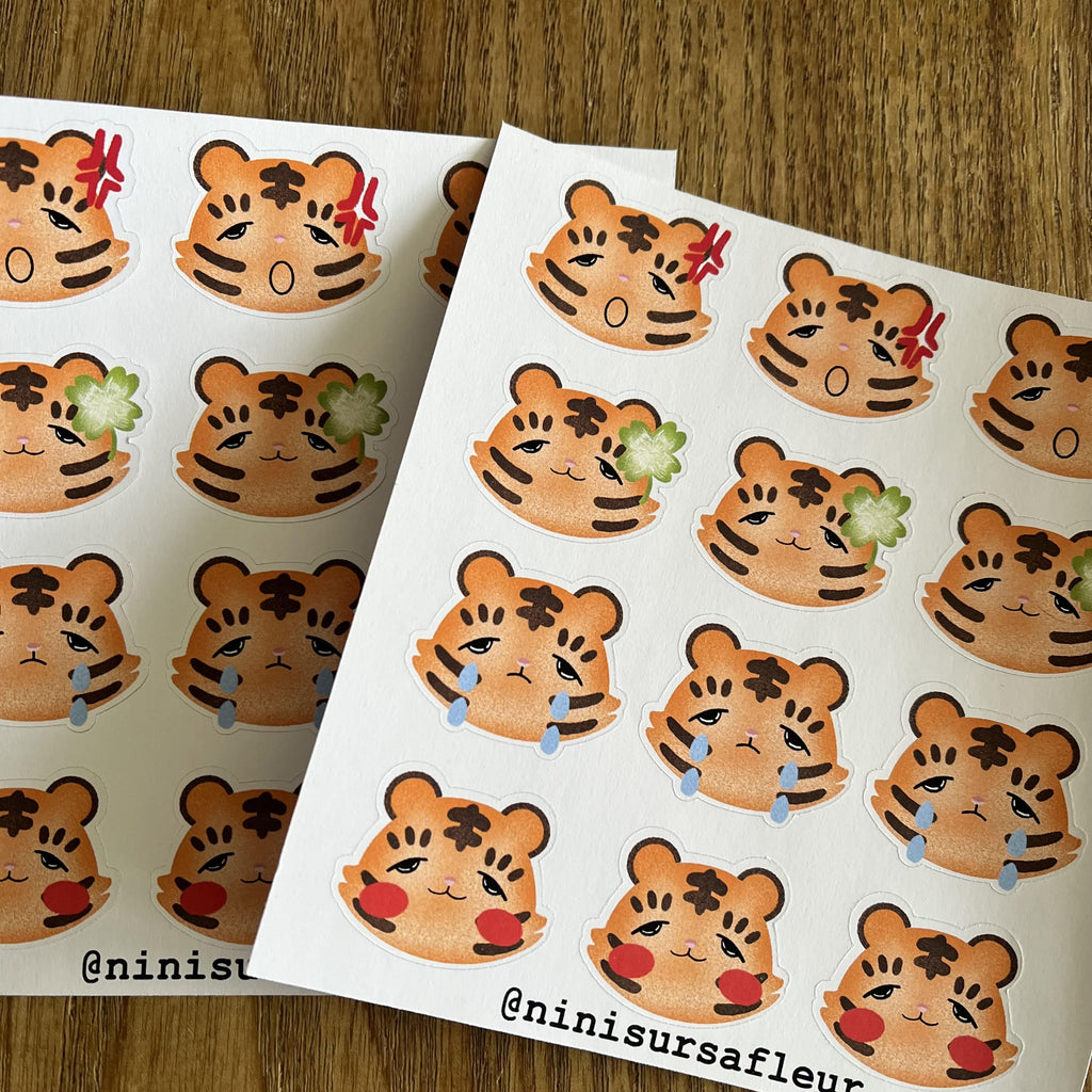 Planche de stickers - tigre émotions
