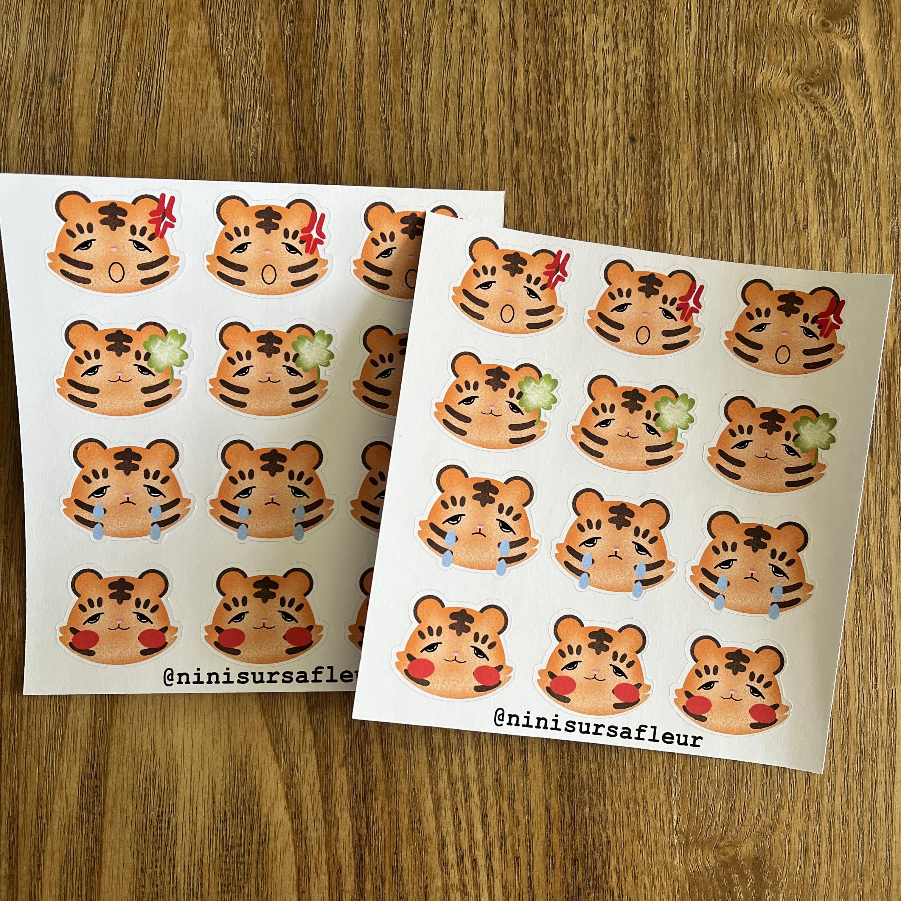 Planche de stickers - tigre émotions