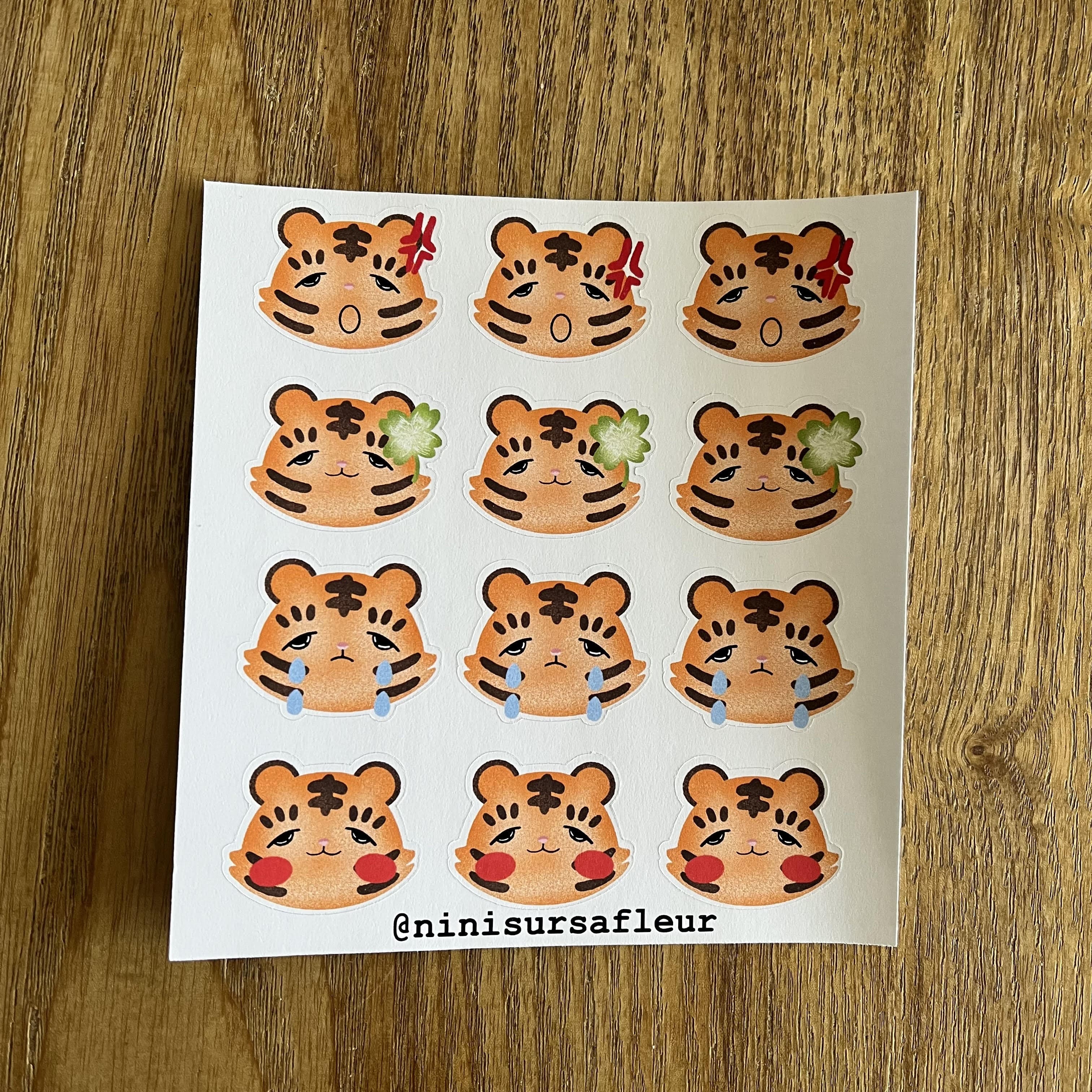 Planche de stickers - tigre émotions